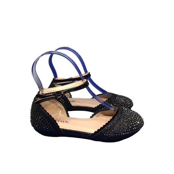 Girls Rhinestone Flat Black With Black Rhinestones Girl's Size 1 Pre-Owned - Picture 5 of 6